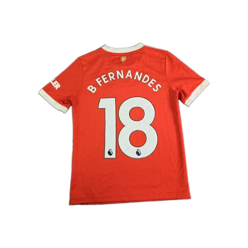 Adidas Bruno Fernandes Manchester United Boy's Sz M 2021/22 Home Jersey Red C39 - Picture 6 of 7